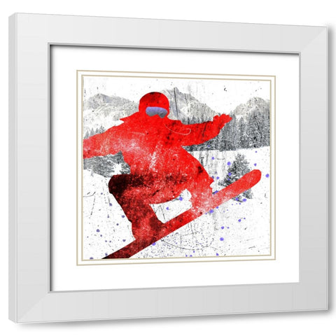 Extreme Snowboarder 01 White Modern Wood Framed Art Print with Double Matting by LightBoxJournal