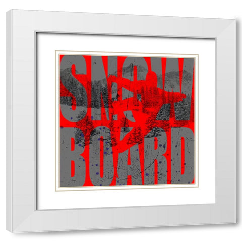 Extreme Snowboarder Word Collage Board White Modern Wood Framed Art Print with Double Matting by LightBoxJournal