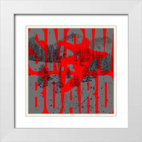 Extreme Snowboarder Word Collage Board White Modern Wood Framed Art Print with Double Matting by LightBoxJournal