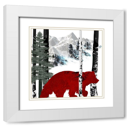 Winter Bear White Modern Wood Framed Art Print with Double Matting by LightBoxJournal