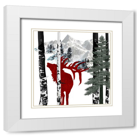 Winter Elk White Modern Wood Framed Art Print with Double Matting by LightBoxJournal