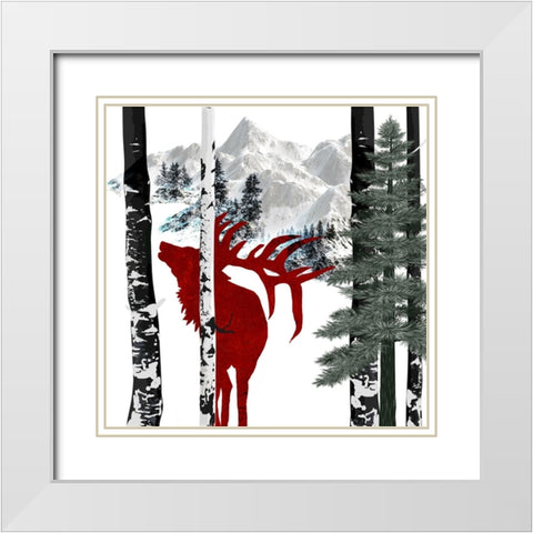 Winter Elk White Modern Wood Framed Art Print with Double Matting by LightBoxJournal