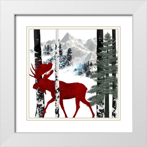 Winter Moose White Modern Wood Framed Art Print with Double Matting by LightBoxJournal