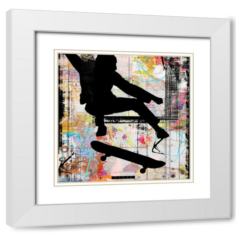 Extreme Skate Boarder 1 White Modern Wood Framed Art Print with Double Matting by LightBoxJournal