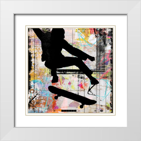 Extreme Skate Boarder 1 White Modern Wood Framed Art Print with Double Matting by LightBoxJournal