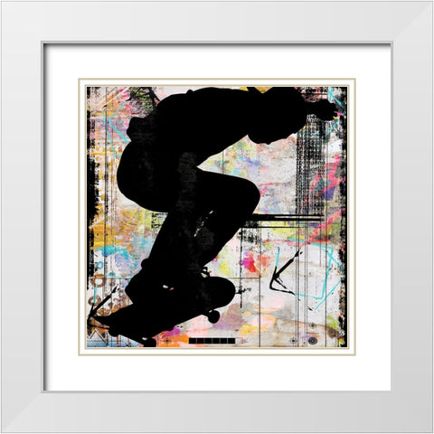 Extreme Skate Boarder 5 White Modern Wood Framed Art Print with Double Matting by LightBoxJournal