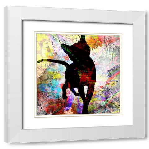 Playful Kitty 1 White Modern Wood Framed Art Print with Double Matting by LightBoxJournal