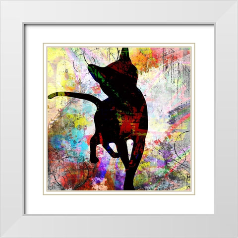 Playful Kitty 1 White Modern Wood Framed Art Print with Double Matting by LightBoxJournal