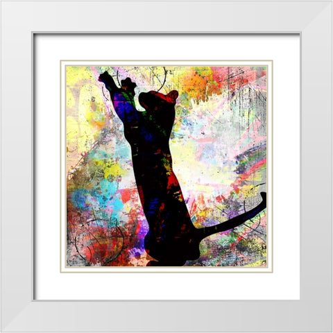 Playful Kitty 2 White Modern Wood Framed Art Print with Double Matting by LightBoxJournal