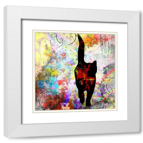 Playful Kitty 4 White Modern Wood Framed Art Print with Double Matting by LightBoxJournal