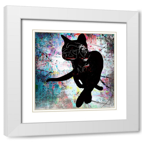 Playful Kitty 5 White Modern Wood Framed Art Print with Double Matting by LightBoxJournal