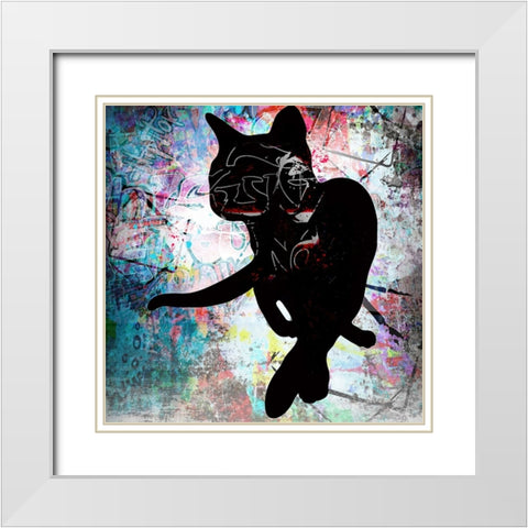 Playful Kitty 5 White Modern Wood Framed Art Print with Double Matting by LightBoxJournal