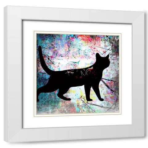 Playful Kitty 7 White Modern Wood Framed Art Print with Double Matting by LightBoxJournal