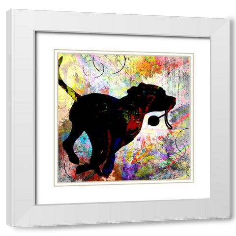 Playful Puppy 1 White Modern Wood Framed Art Print with Double Matting by LightBoxJournal