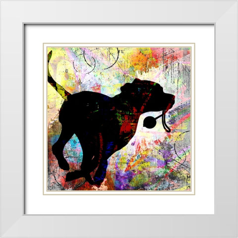 Playful Puppy 1 White Modern Wood Framed Art Print with Double Matting by LightBoxJournal