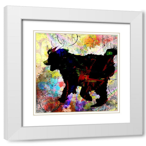 Playful Puppy 3 White Modern Wood Framed Art Print with Double Matting by LightBoxJournal