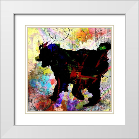 Playful Puppy 3 White Modern Wood Framed Art Print with Double Matting by LightBoxJournal