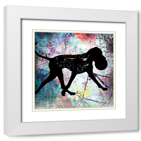 Playful Puppy 6 White Modern Wood Framed Art Print with Double Matting by LightBoxJournal
