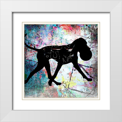Playful Puppy 6 White Modern Wood Framed Art Print with Double Matting by LightBoxJournal