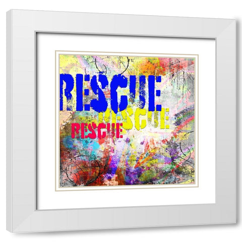 Playful Puppy Rescue Sign 1 White Modern Wood Framed Art Print with Double Matting by LightBoxJournal