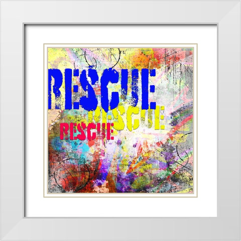 Playful Puppy Rescue Sign 1 White Modern Wood Framed Art Print with Double Matting by LightBoxJournal