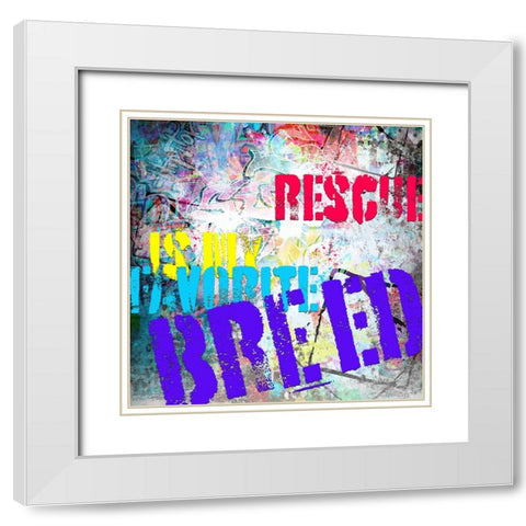Playful Puppy Rescue Sign 2 White Modern Wood Framed Art Print with Double Matting by LightBoxJournal