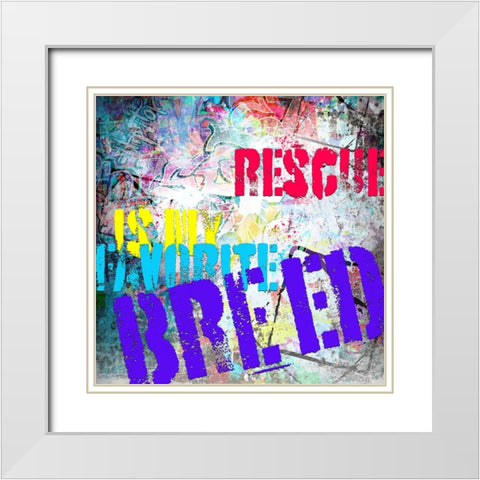 Playful Puppy Rescue Sign 2 White Modern Wood Framed Art Print with Double Matting by LightBoxJournal