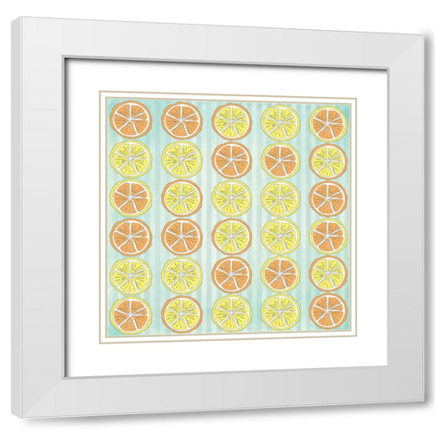 Summer time Lemon Pattern 2 White Modern Wood Framed Art Print with Double Matting by LightBoxJournal