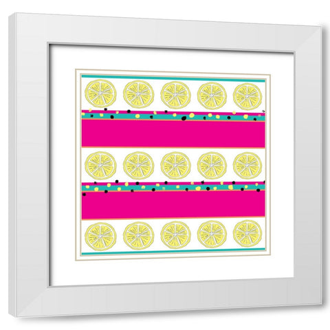 Summer time Lemon Pattern 3 White Modern Wood Framed Art Print with Double Matting by LightBoxJournal