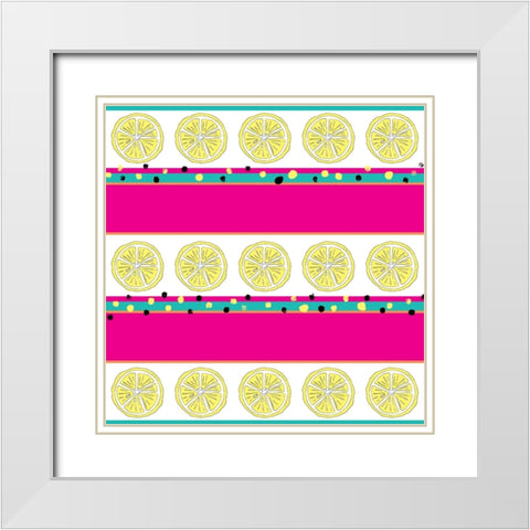 Summer time Lemon Pattern 3 White Modern Wood Framed Art Print with Double Matting by LightBoxJournal