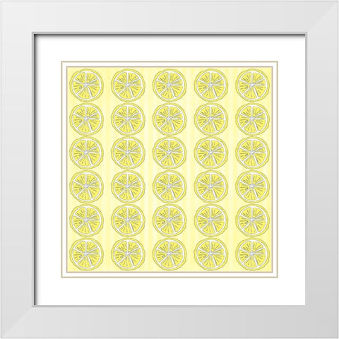 Summer time Lemon Pattern White Modern Wood Framed Art Print with Double Matting by LightBoxJournal
