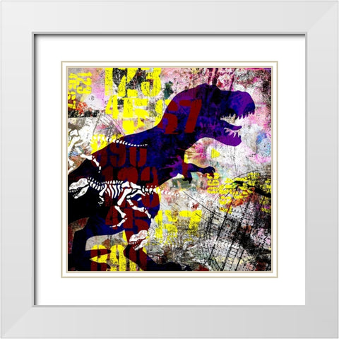 Painted Dino 02 Grunge White Modern Wood Framed Art Print with Double Matting by LightBoxJournal