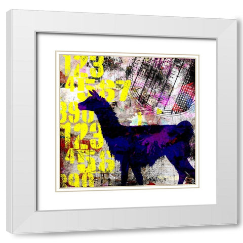 Painted Llama 1_Grunge White Modern Wood Framed Art Print with Double Matting by LightBoxJournal