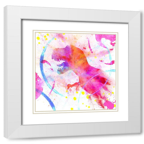 Painted Pink dino White Modern Wood Framed Art Print with Double Matting by LightBoxJournal