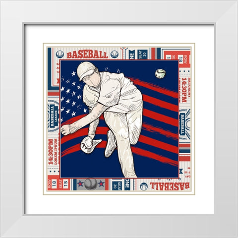American Baseball player 02 White Modern Wood Framed Art Print with Double Matting by LightBoxJournal