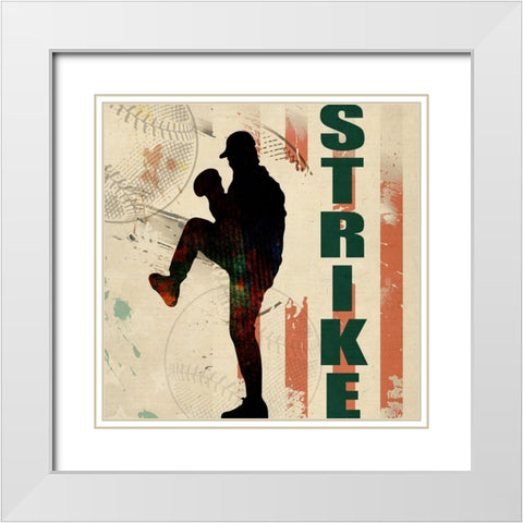 Baseball Urban Art 02 White Modern Wood Framed Art Print with Double Matting by LightBoxJournal