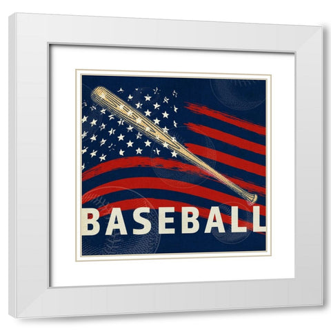 Vintage Baseball Sign 02 White Modern Wood Framed Art Print with Double Matting by LightBoxJournal