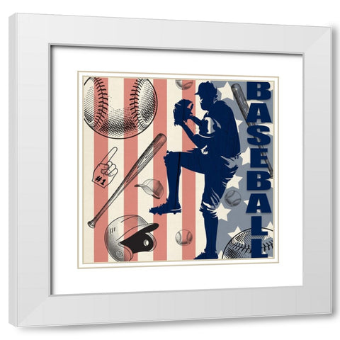 Vintage Baseball Sign 04 White Modern Wood Framed Art Print with Double Matting by LightBoxJournal