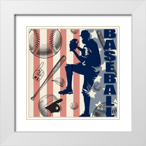 Vintage Baseball Sign 04 White Modern Wood Framed Art Print with Double Matting by LightBoxJournal