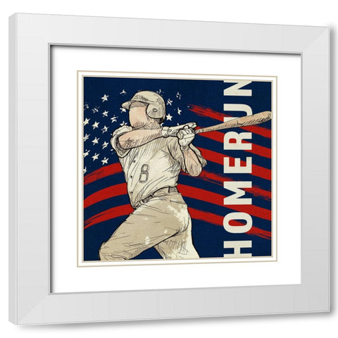 Vintage Baseball Sign White Modern Wood Framed Art Print with Double Matting by LightBoxJournal