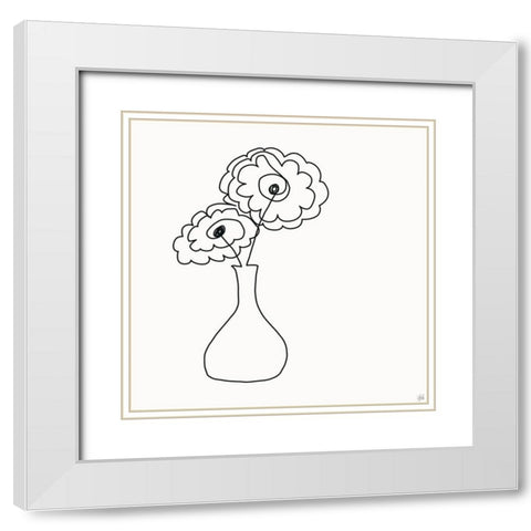 Floral Bouquet 1 White Modern Wood Framed Art Print with Double Matting by Line and Brush