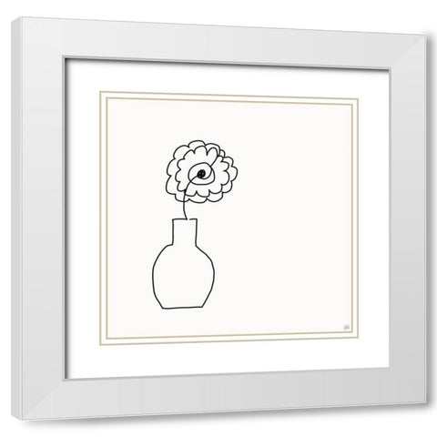 Floral Bouquet 2 White Modern Wood Framed Art Print with Double Matting by Line and Brush