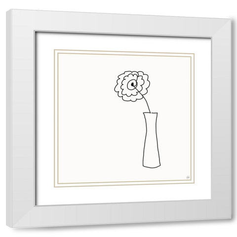 Floral Bouquet 4 White Modern Wood Framed Art Print with Double Matting by Line and Brush