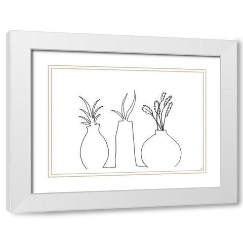 Floral Set Still Life 2 White Modern Wood Framed Art Print with Double Matting by Line and Brush