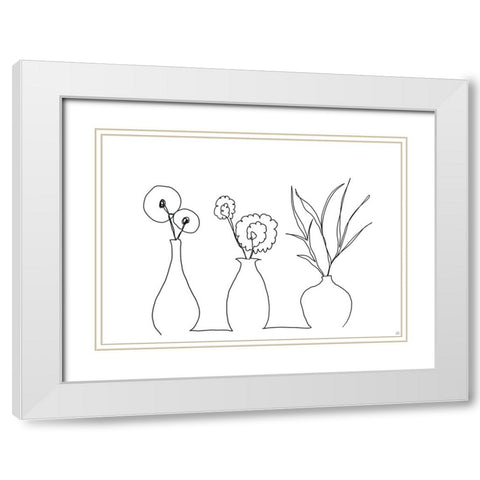 Floral Set Still Life 4 White Modern Wood Framed Art Print with Double Matting by Line and Brush