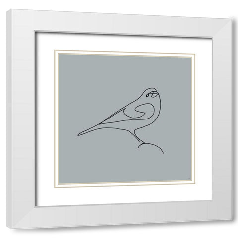 Line Bird 1 White Modern Wood Framed Art Print with Double Matting by Line and Brush