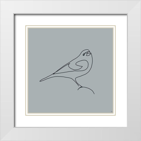 Line Bird 1 White Modern Wood Framed Art Print with Double Matting by Line and Brush