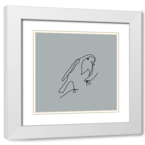 Line Bird 2 White Modern Wood Framed Art Print with Double Matting by Line and Brush