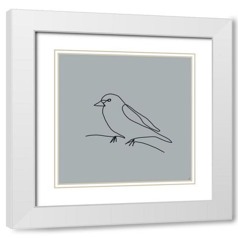 Line Bird 3 White Modern Wood Framed Art Print with Double Matting by Line and Brush