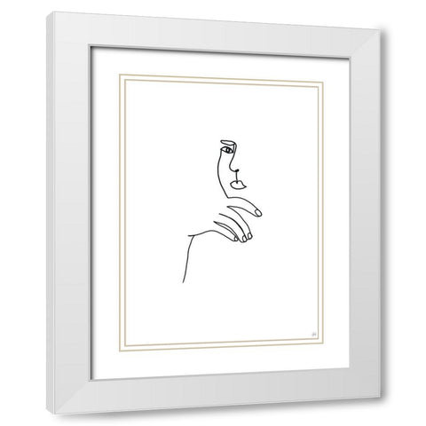 Line Female Look 2 White Modern Wood Framed Art Print with Double Matting by Line and Brush